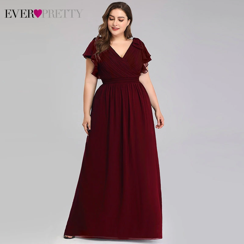Платья для мамы невесты размера плюс Ever Pretty EZ07709 элегантные шифоновые темно-синие вечерние платья трапециевидной формы