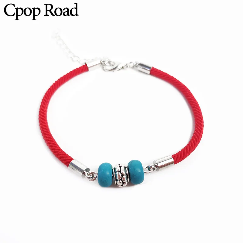 Cpop черный красный браслет для пары двойные очаровательные каменные бусины