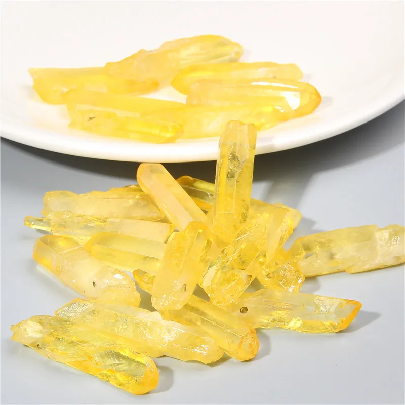 40 мм 10 шт. необработанный натуральный желтый кварцевый кристалл палочка точечные