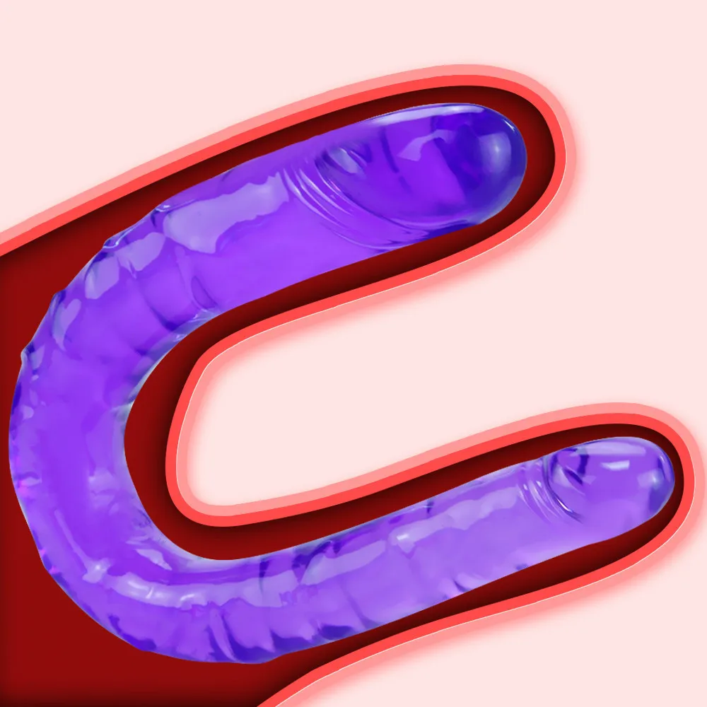 Двухсторонний фаллоимитатор U образный гибкий мягкий желеобразный Вагинальный