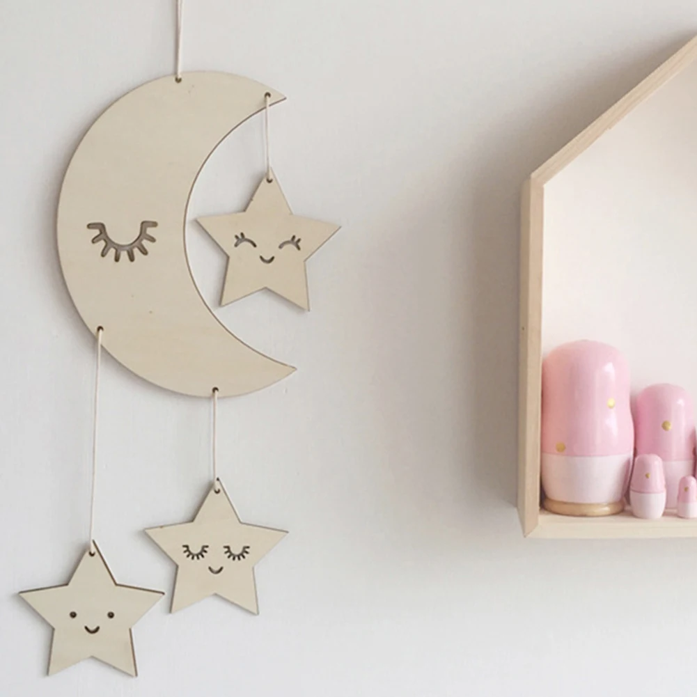 Романтический висячий фон для детской комнаты в форме Луны звезды облака