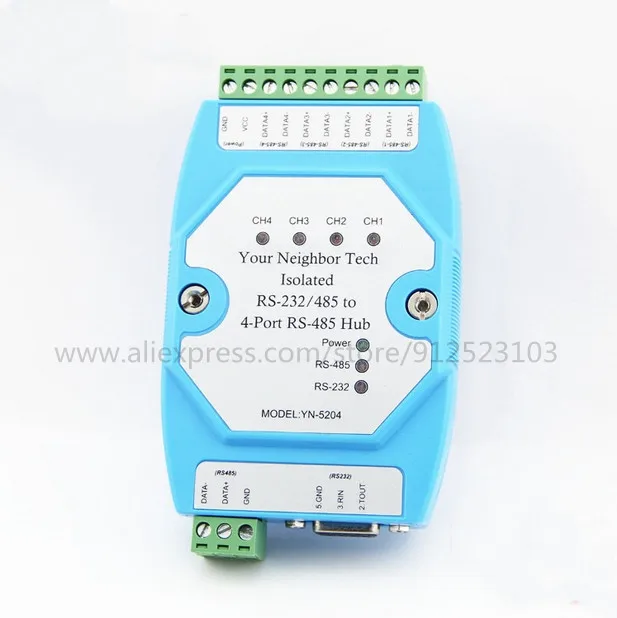 

Isolated bidirectional 4 port four port RS485 hub hub repeater distributor UT5204 YN-5204