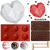 3d heart shape silicone mold half ball round cake mould number letters molds chocolate dessert mould diy decorating