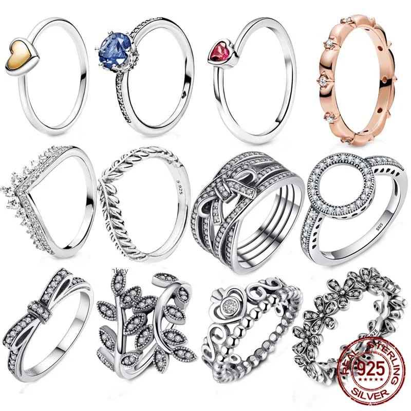 

2021 New Hot Sale 100% 925 Sterling Silver Rings Wholesale Popular Flower Lucky Rings For Women Jewelry Making Dorpshipping