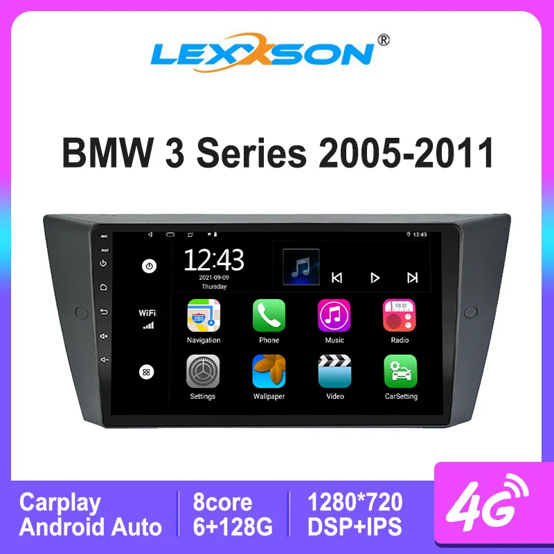 

LEXXSON S8 For BMW 3 Serie 2005-2011 Car Radio Multimedia Video Navi GPS 1280*720 DSP Din Android Auto CarPlay E90/E91/E92/E93