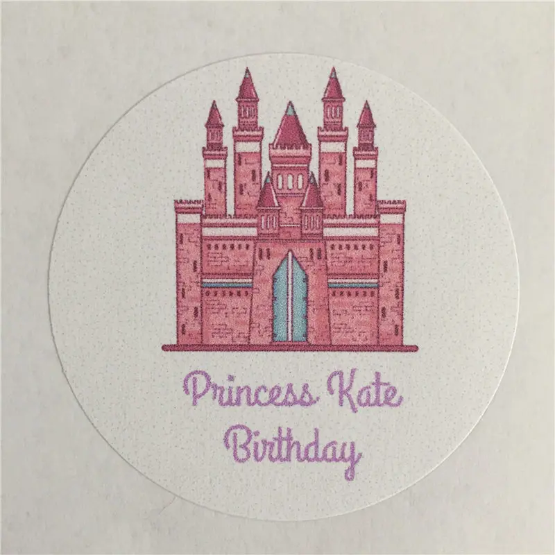 

100 Pieces Custom Birthday Sticker Personalized Princess Gift Adhesive Seals Decoration Round Labels