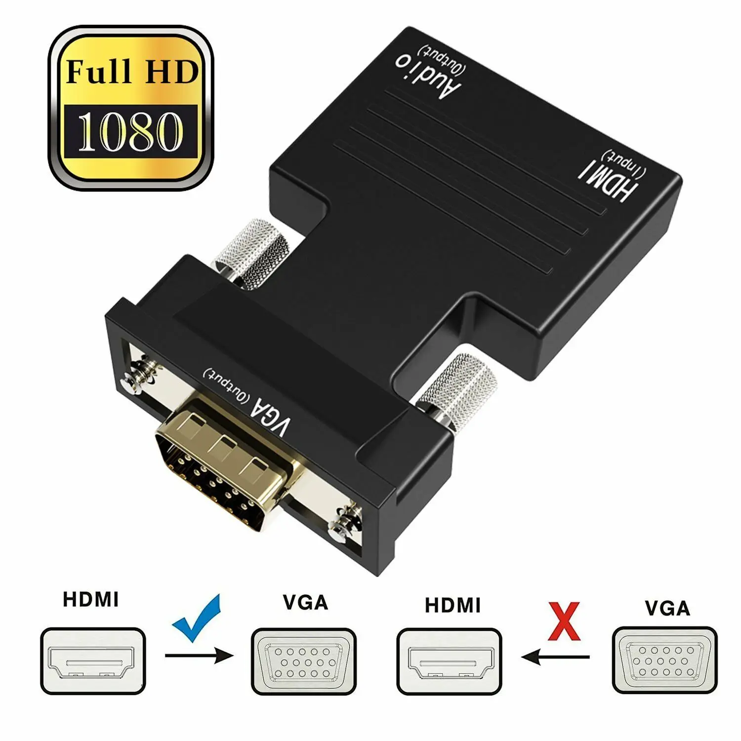 

Адаптер HDMI-VGA/преобразователь с поддержкой аудио и выходом сигнала 1080p