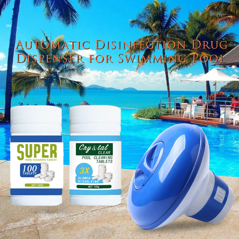 

Swimming Pool Cleaning Tablet+Floating Chlorine Chemical Dispenser Tub Swim Kits Swimming Pool Automatic Applicator