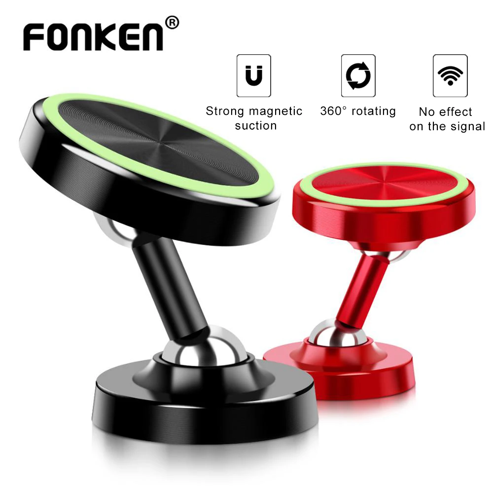 FONKEN Luminous Phone Car Holder Two Way Adjust Car Magnetic Holders Magnet Adsorption Mobile Mount Key Cable Desk Stands
