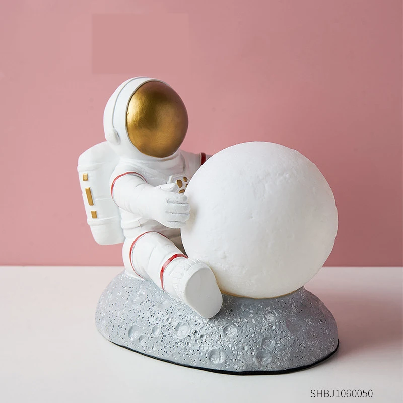 

LED Astronaut Night Light Nordic Style Astronaut Moon Table Lamp Boy Boys Bedside Decoration Night for Bedroom Room Bask Decor