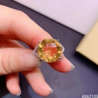 925 pure silver chinese style natural citrine womens noble exquisite round adjustable large gem ring fine jewelry support detec