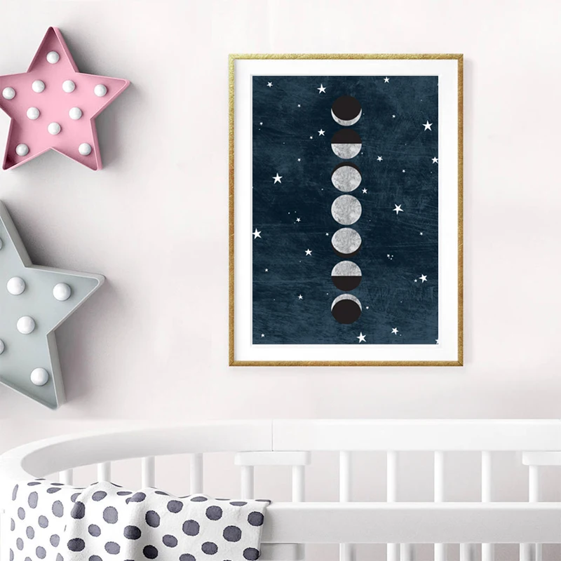 

Moon Cycle Poster Art Print Moon Phase Space Wall Art Canvas Painting Science Lunar Phases Wall Picture Study Living Room Decor