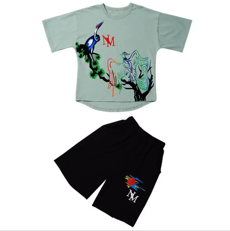Boys Casual Clothes Kid Boy Clothing Set Summer Children Short sleeve Letters T-shirt + Pants 3 4 5 6 7 8 9 10 11 12 13 15 Years | Детская