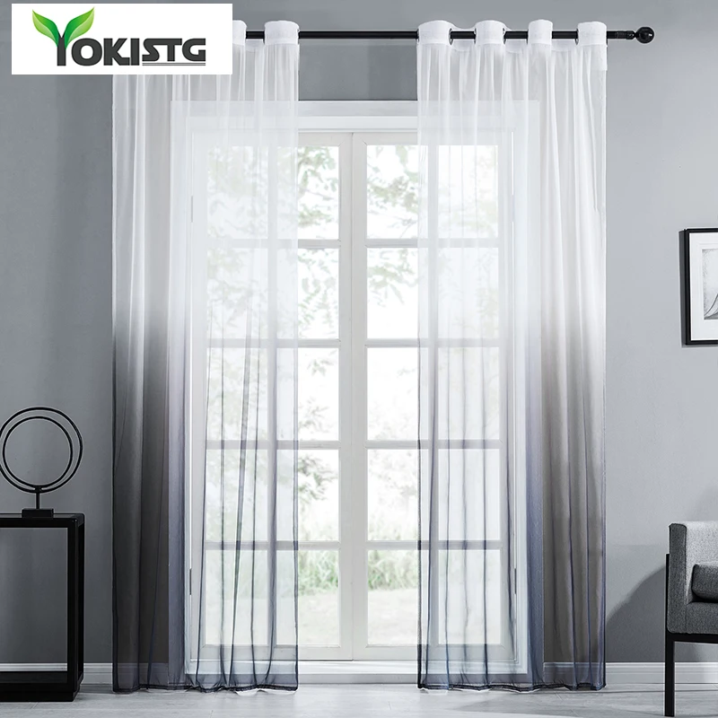 Прозрачная занавеска YokiSTG градиентная для окон s гостиной спальни кухни домашний