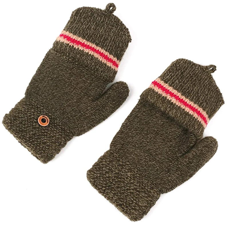 Перчатки-варежки Balleenshiny зимние теплые вязаные с откидным верхом - купить по