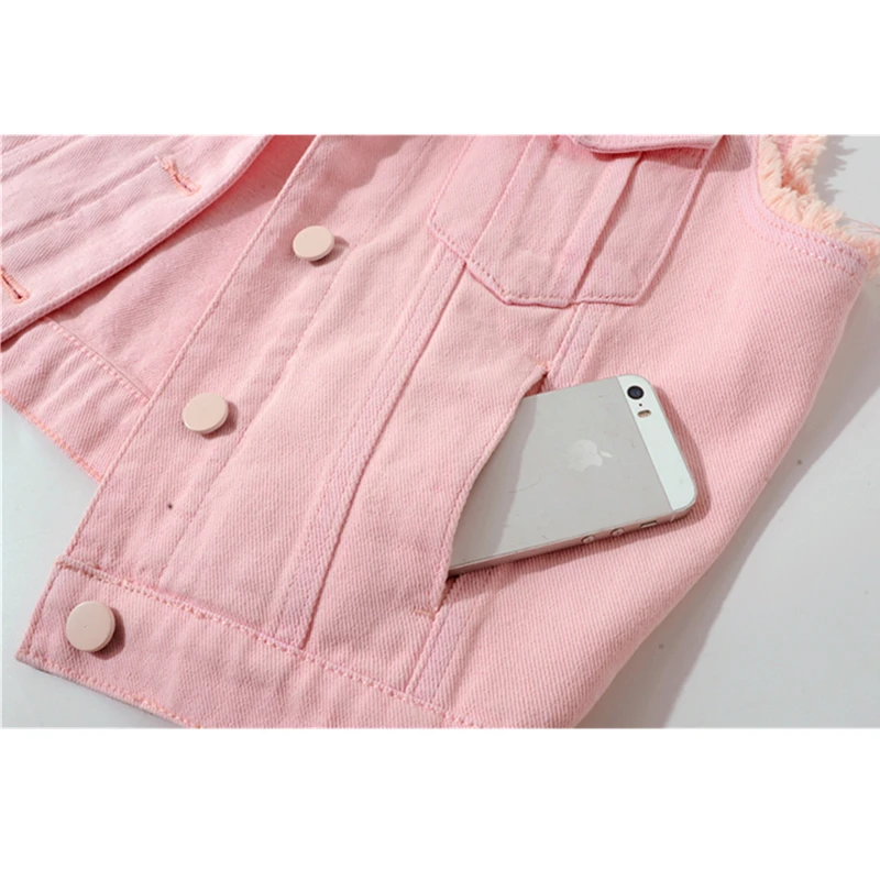 

2020 Spring Autumn New Denim Vest Women Korean Wild Short Pink Waistcoat Sleeveless Jacket FashioDenim Vest Women Waistcoat Tops