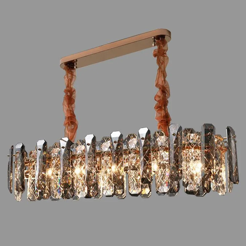 

Светодиодный постмодернистские дымчато-серый с украшением в виде кристаллов круглый люстра освещение блеск подвесные светильники подвесн...