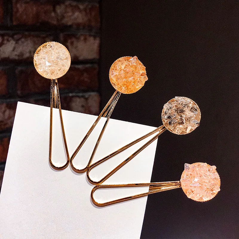 

4pcs/set New Women Luxury Crystal Flower Round Hairpins Sweet Hair Clip Barrette Hair Ornament Headband Fashion Hair Accessories