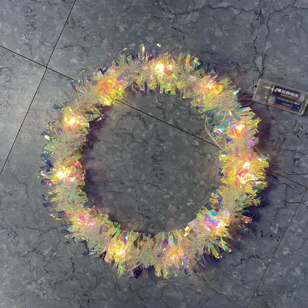 

LED Neon Flashing Lights Garland Stars Heart Shaped Round Fairy Lights Pendant Christmas New Year Birthday Wedding Decoration