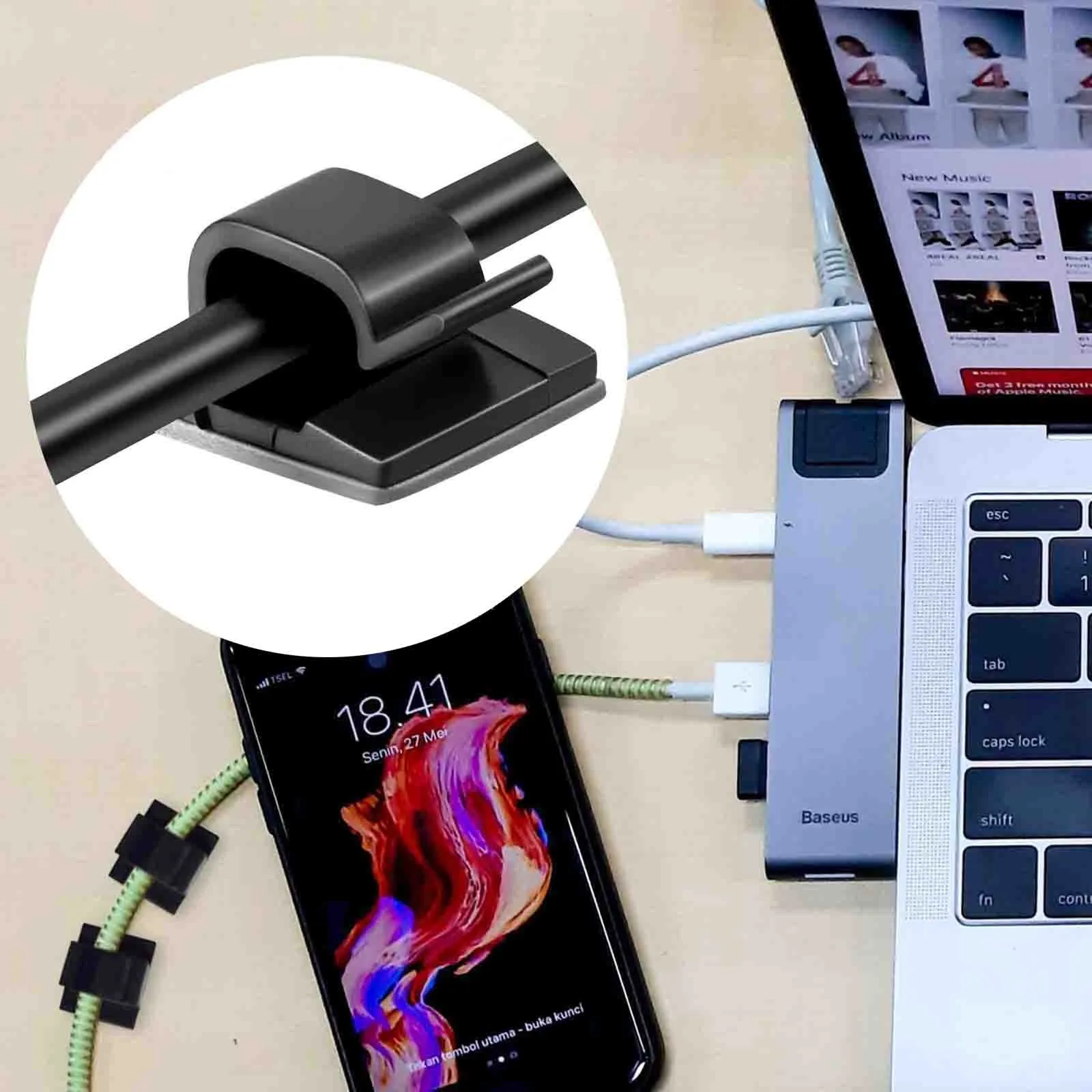 

60PC Cable Clips Adhesive Tapes Decoration Clips Self Adhesive Hooks Wire Holder With 60 Pieces Clear CableClips Adhesive Tapes