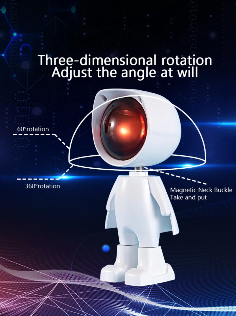 

Projection Lamp Robot USB LED Night Light Touch Switch Starry Projector Rainbow Dimming Bed Room Wall Decorative Table Lamp Kids