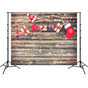 Photography Background Christmas Background Cloth Wood Pattern Christmas Hat Gift Background Party Holiday Decoration