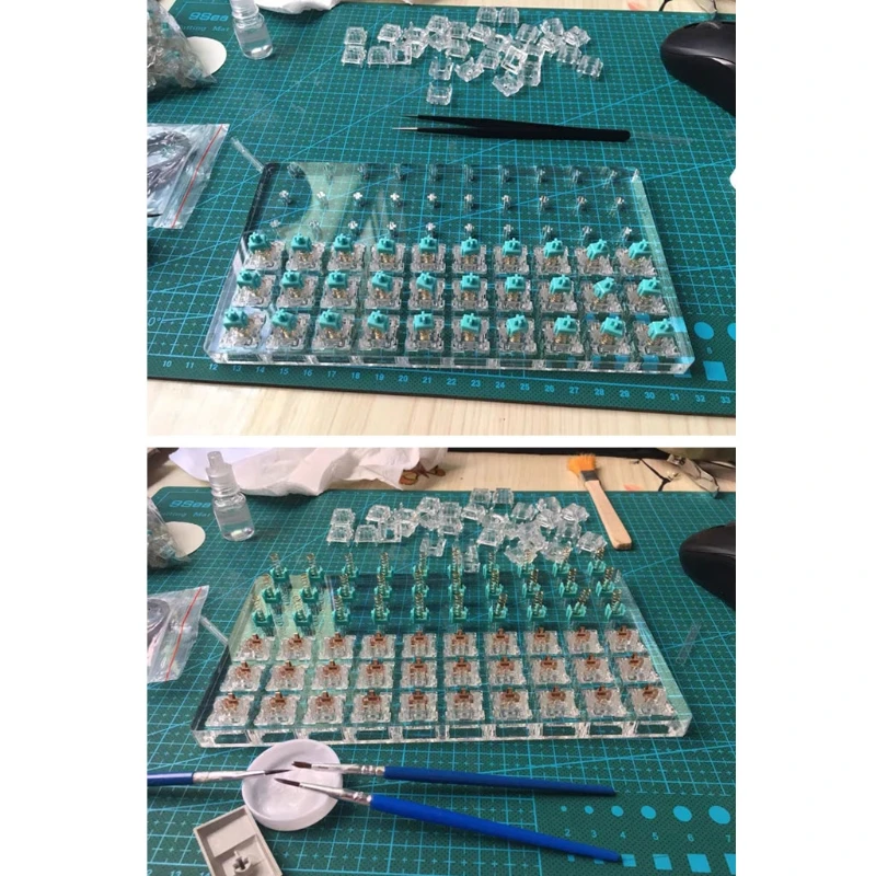 

Acrylic Board for Lubricate Switch Mechanical Keyboard Switch Tester Base Double Layer Acrylic Lube Modding Station 20 Switches
