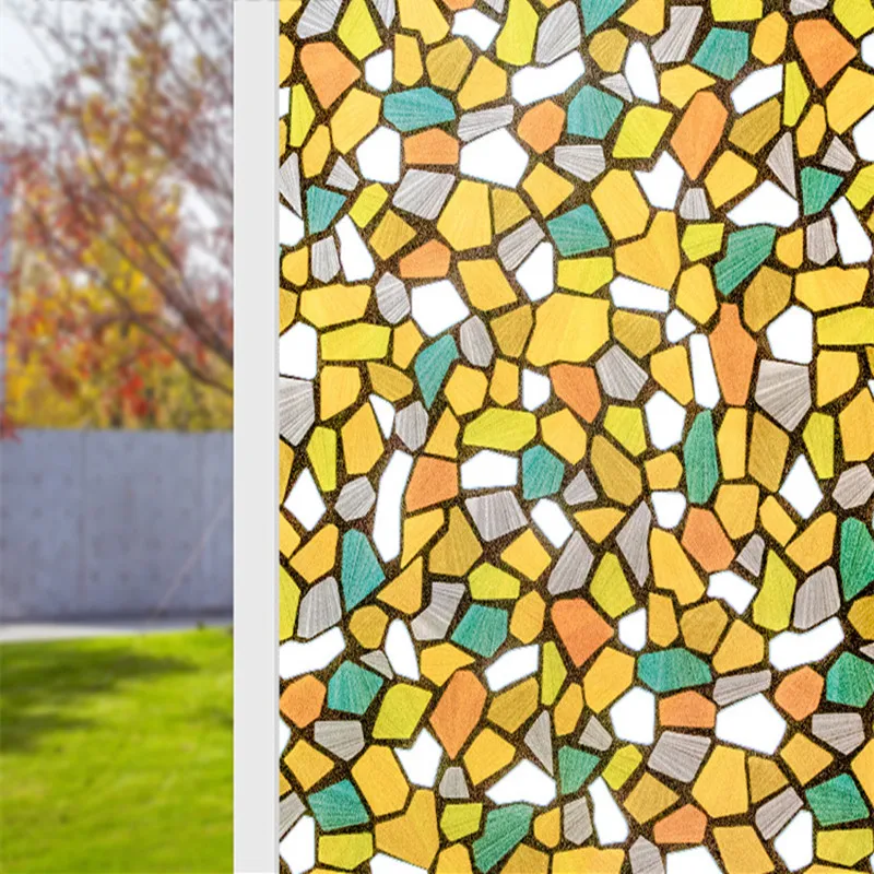 

Color broken stone pattern electrostatic glass sticker bedroom heat insulation sunscreen window paper bathroom opaque film