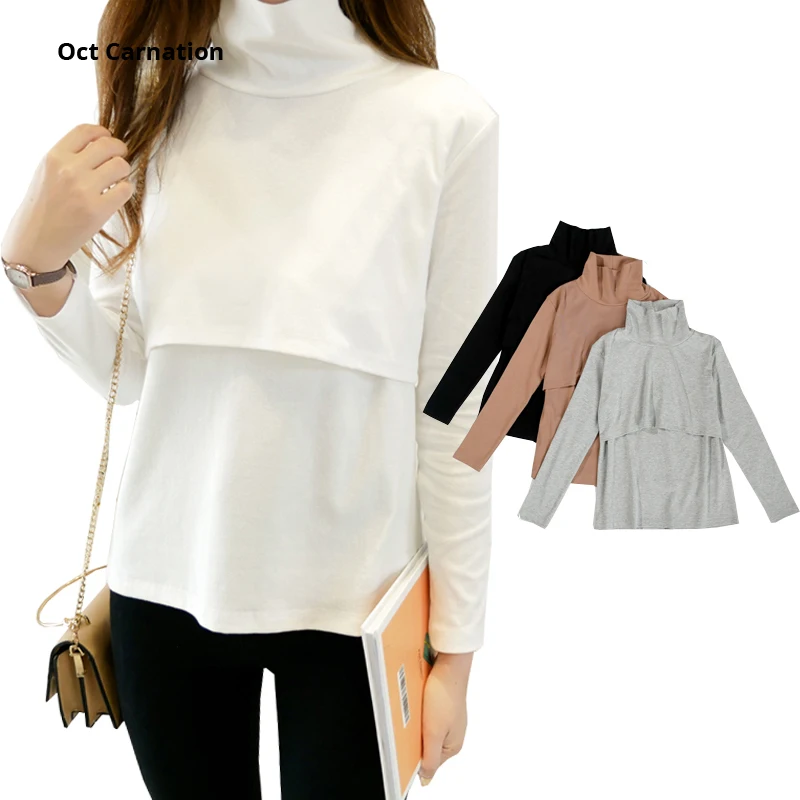 Осенняя рубашка с длинными рукавами водолазка Однотонная футболка для грудного