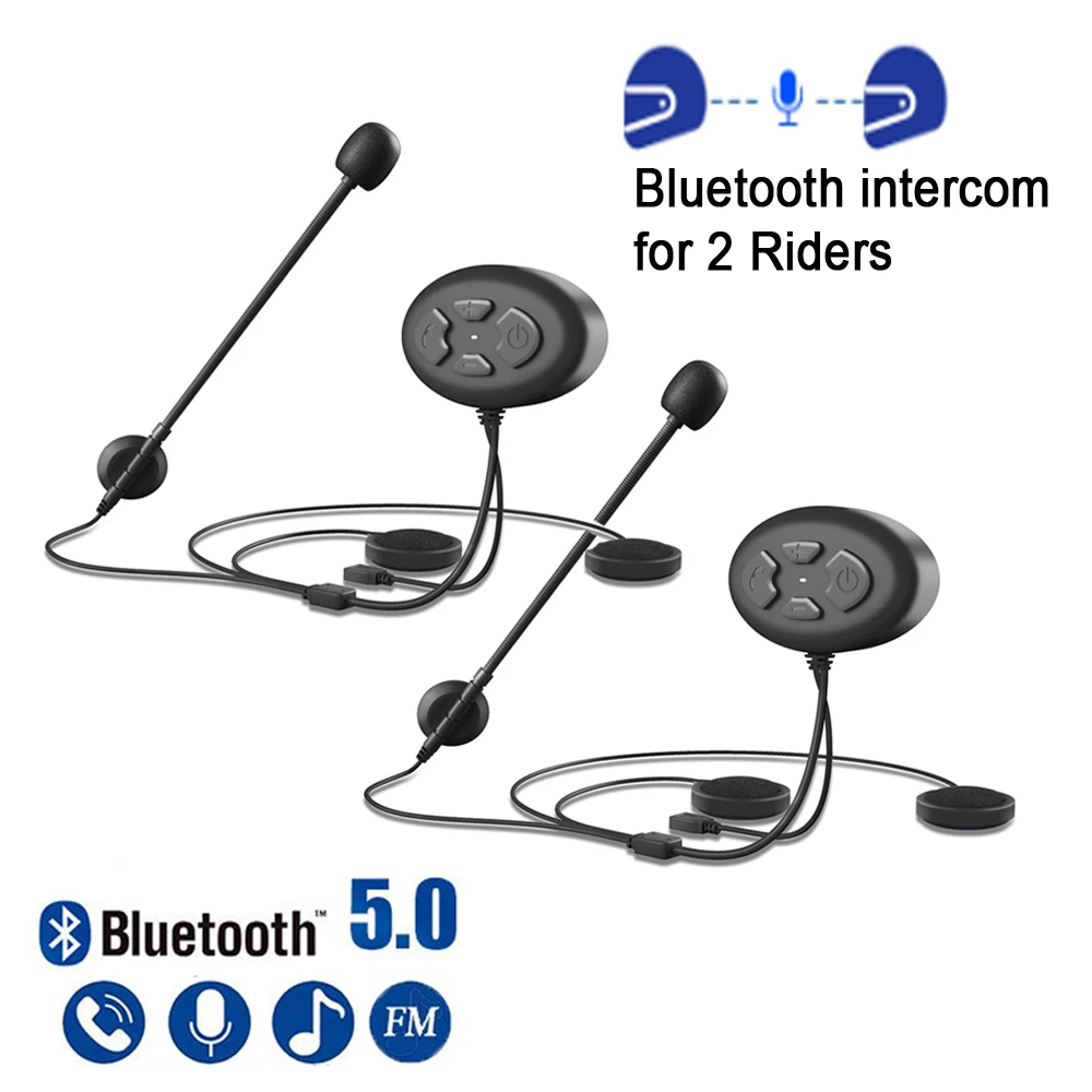 2 шт. Bluetooth5.0 Интерком мотоциклетный Шлемы гарнитуры для всадников Беспроводной