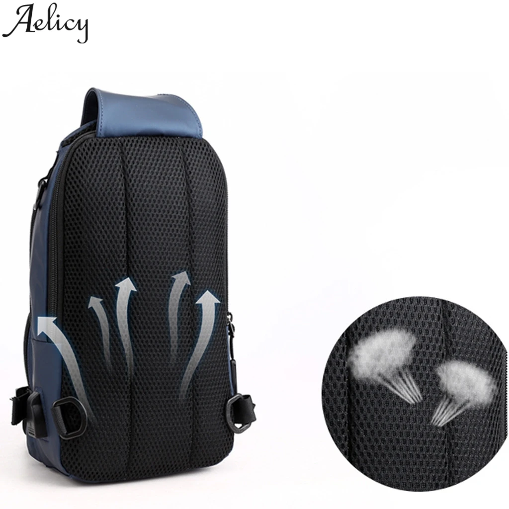 Aelicy Мужская нагрудная сумка с usb-зарядкой нейлоновая маленькая