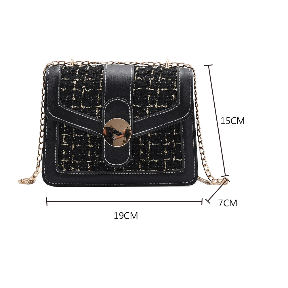 

Vintage Women Woolen Messenger Bags Flap Clutch Female Chain Shopping Fashion Shoulder Handbag
