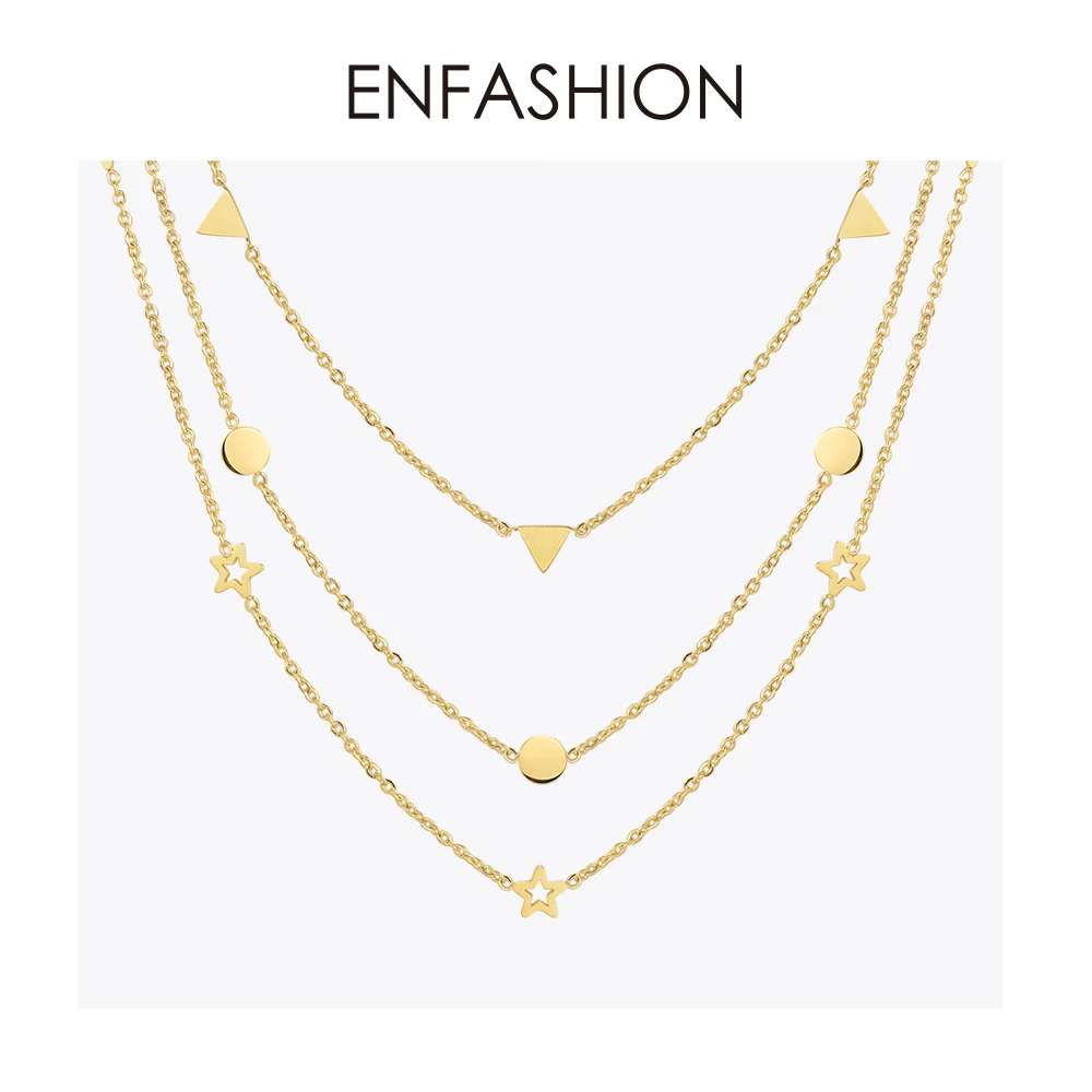 Enfashion ожерелье-чокер с геометрическим треугольником и звездой золотого цвета ожерелье с подвеской из нержавеющей стали женское чокер