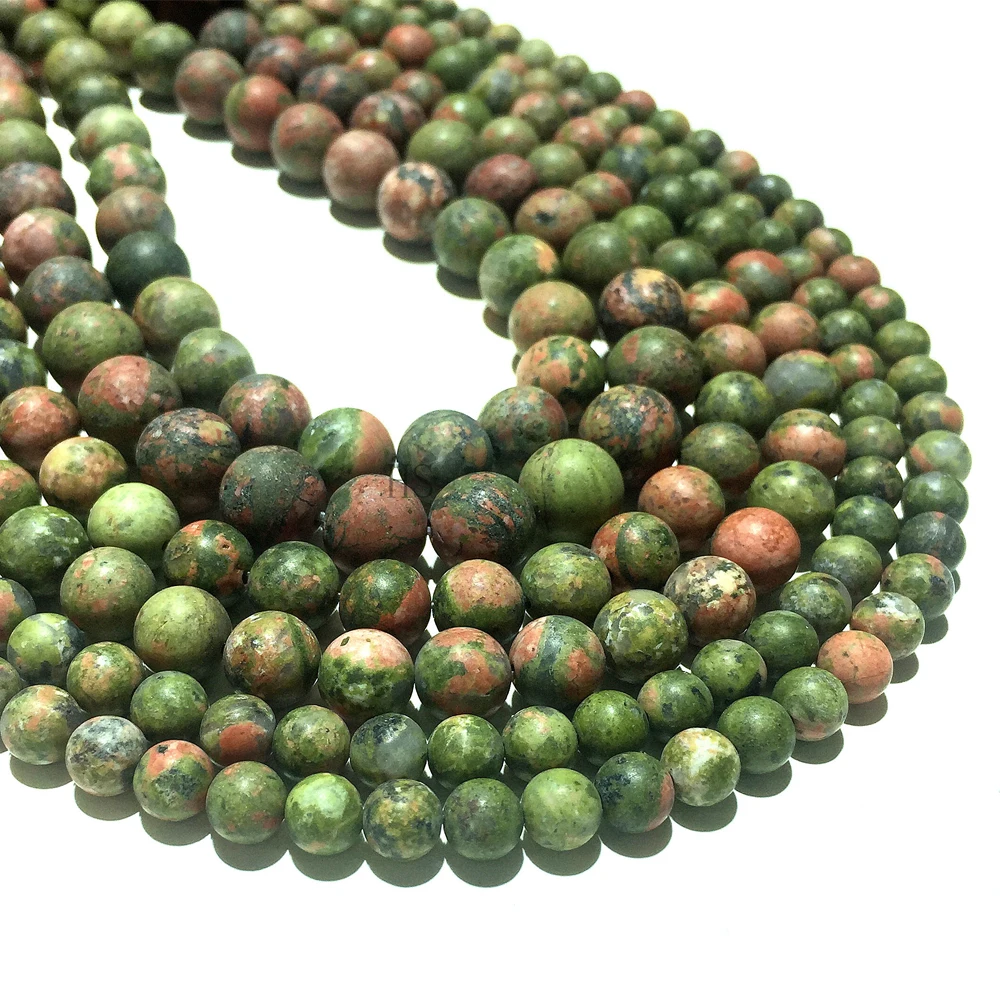 Натуральный Матовый камень Unakite яшма круглые свободные бусины целебная энергия