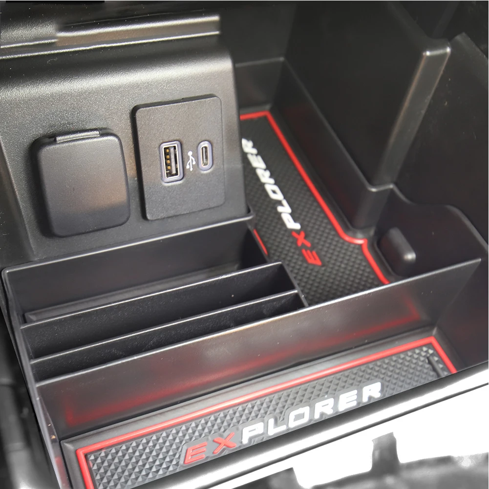 Продажа Автомобильный центральный подлокотник для Ford Explorer 2020 2021 Base XLT Limited ST, подстаканник, панель, лоток для хранения, автомобильный Органайзер, кон...