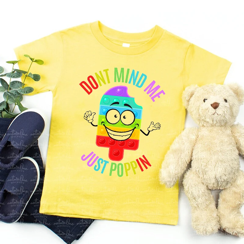 

Cute Don'T Mind Me Just Poppin Kawaii Smiley T Shirt Print Fidget Toys Pop It T Shirt Boy Girl Kid's Clothes Harajuku Tees Top