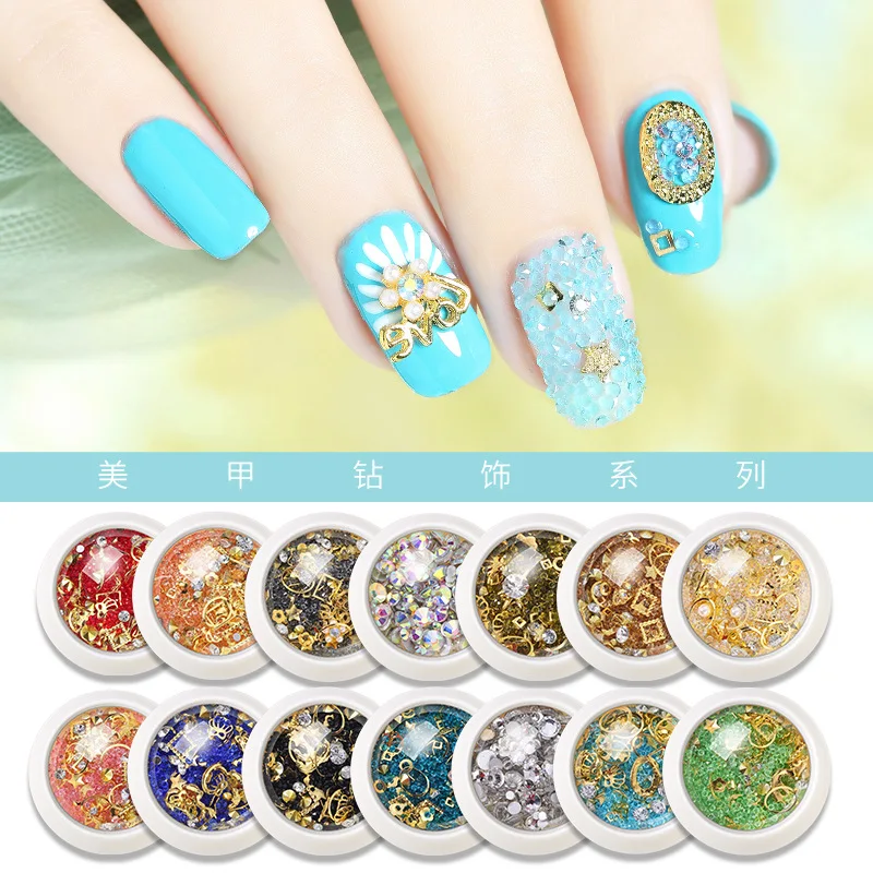 Net red nail art decorative jewelry Sparkling Crystal Jewelry Rhinestone Symphony Round Can Mixed Light Therapy Diamond | Красота и