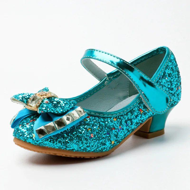 

Children shoes Girls High-heeled Princess Sequins Wedding Party Dress Shoes for Girls 26-34 Blue / Pink / Gold Shoes