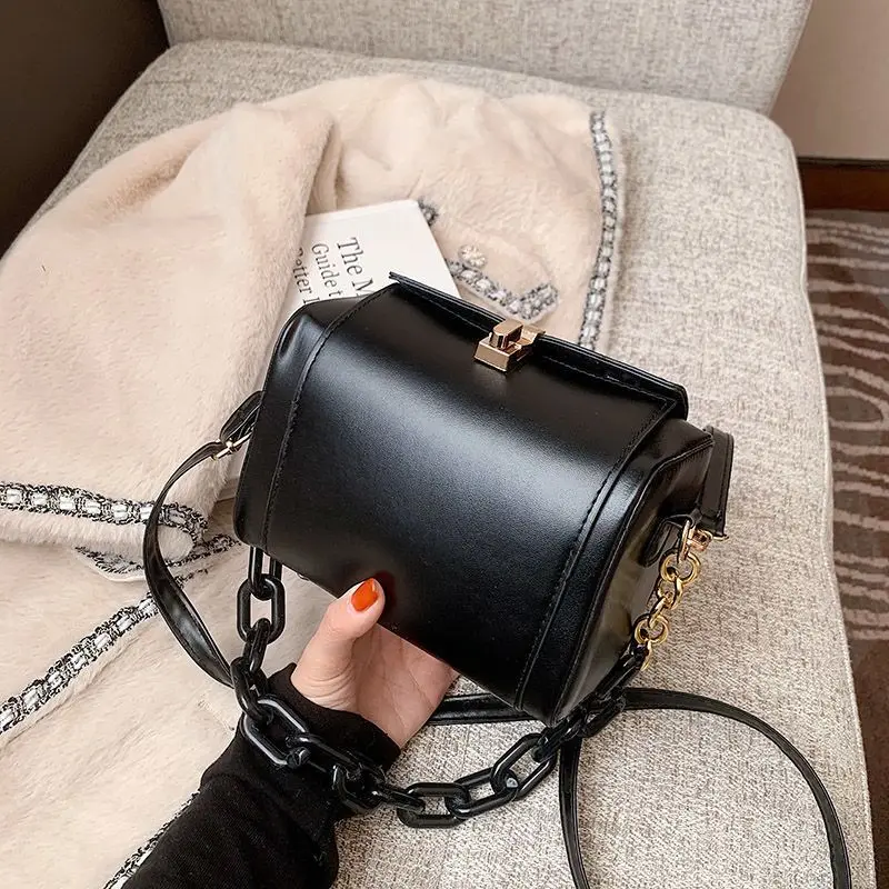 

Luxury Chain Women Handbag Solid color Square Tote bag High quality PU Leather Women's Designer Handbag Vintage Shoulder Bag