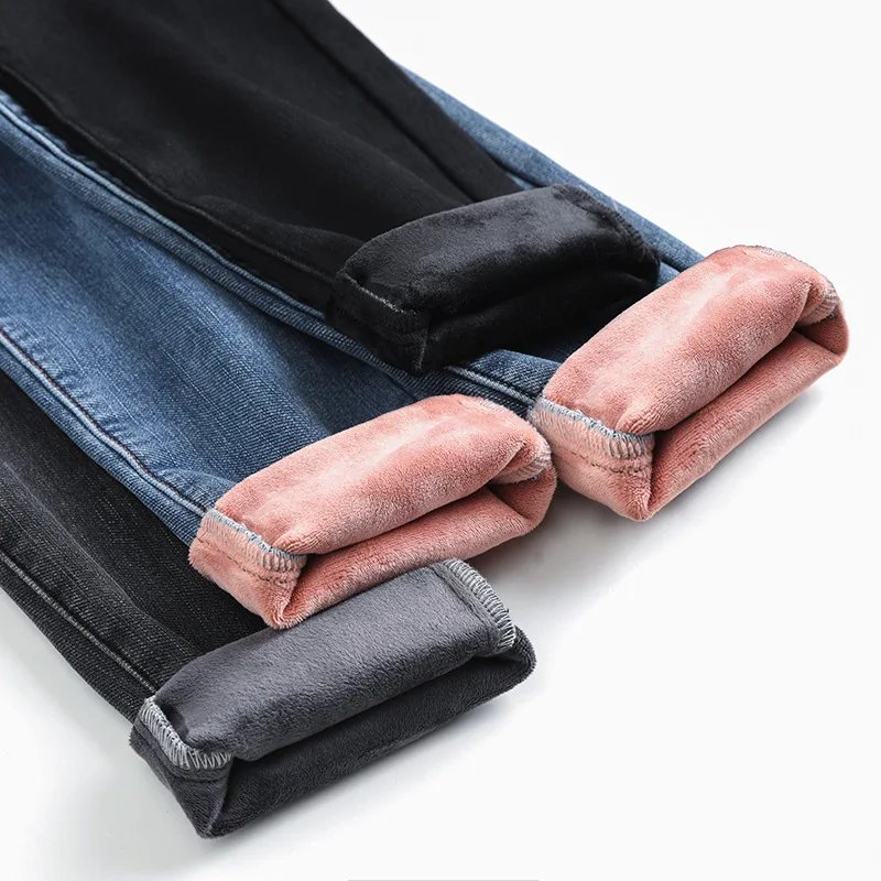 

Plus Cashmere Skinny Jeans Women's Winter Warm Jeans Velvet Trousers Jeans 2020 High Waist Elastic Slim Pencil Pants Full-length