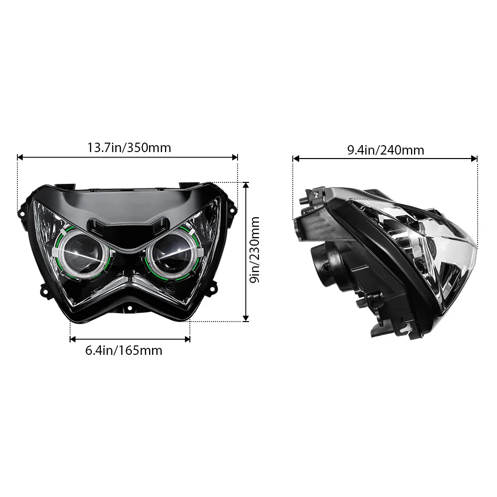 KEMiMOTO для kawasaki Z250 Z800 мотоциклетный головной светильник Ангел глаз HID проектор на заказ головной светильник в сборе лампа Z 800 2013