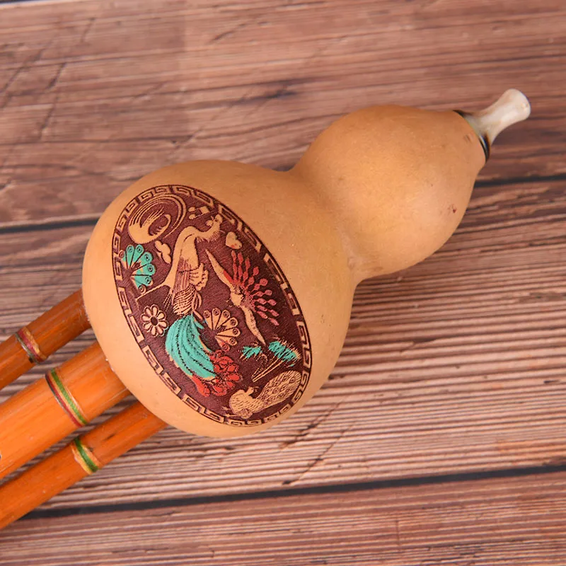 Китайская ручная работа Hulusi коричневая бамбуковая Тыква Cucurbit Flute этнический C