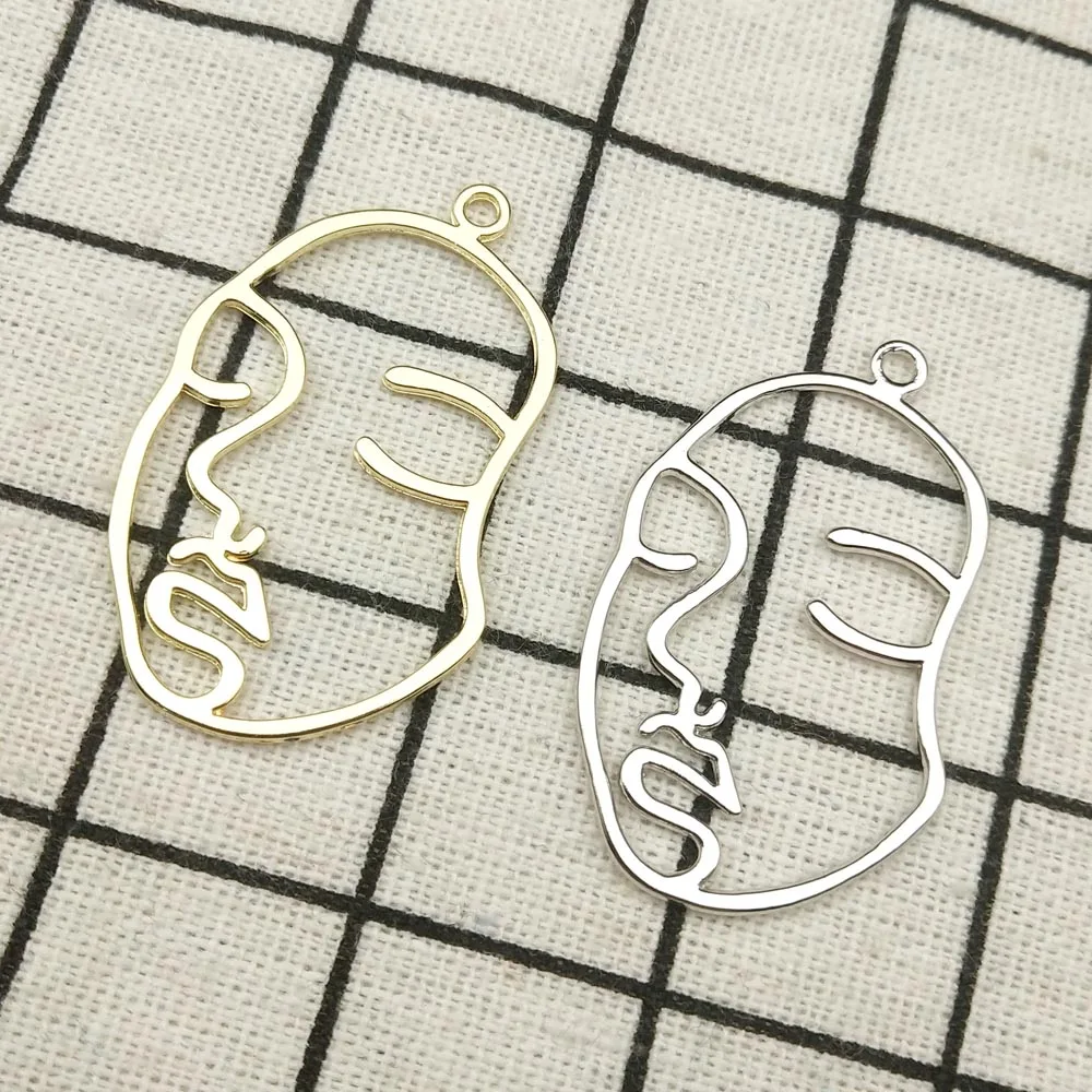 

10pcs human face charm jewelry accessories earring pendant bracelet necklace charms zinc alloy 27x44mm