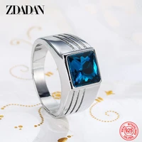 zdadan 925 sterling silver inlaid sapphire ring for women fashion party jewelry gift wholesale
