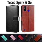 Чехол-книжка для Tecno Spark 6 Go, кожаный, с магнитной застежкой
