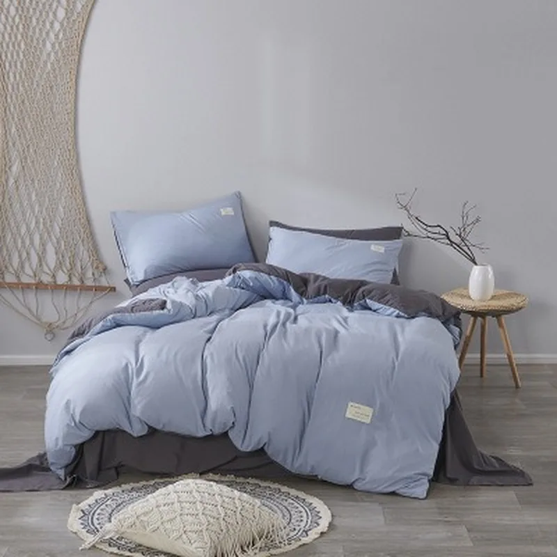 

Simple Plaid Bedding New Styles Cotton USA Bed Covering Good Washed Cotton Fitted Bed Sheet Four-Piece Bed Sheet bedding Decor