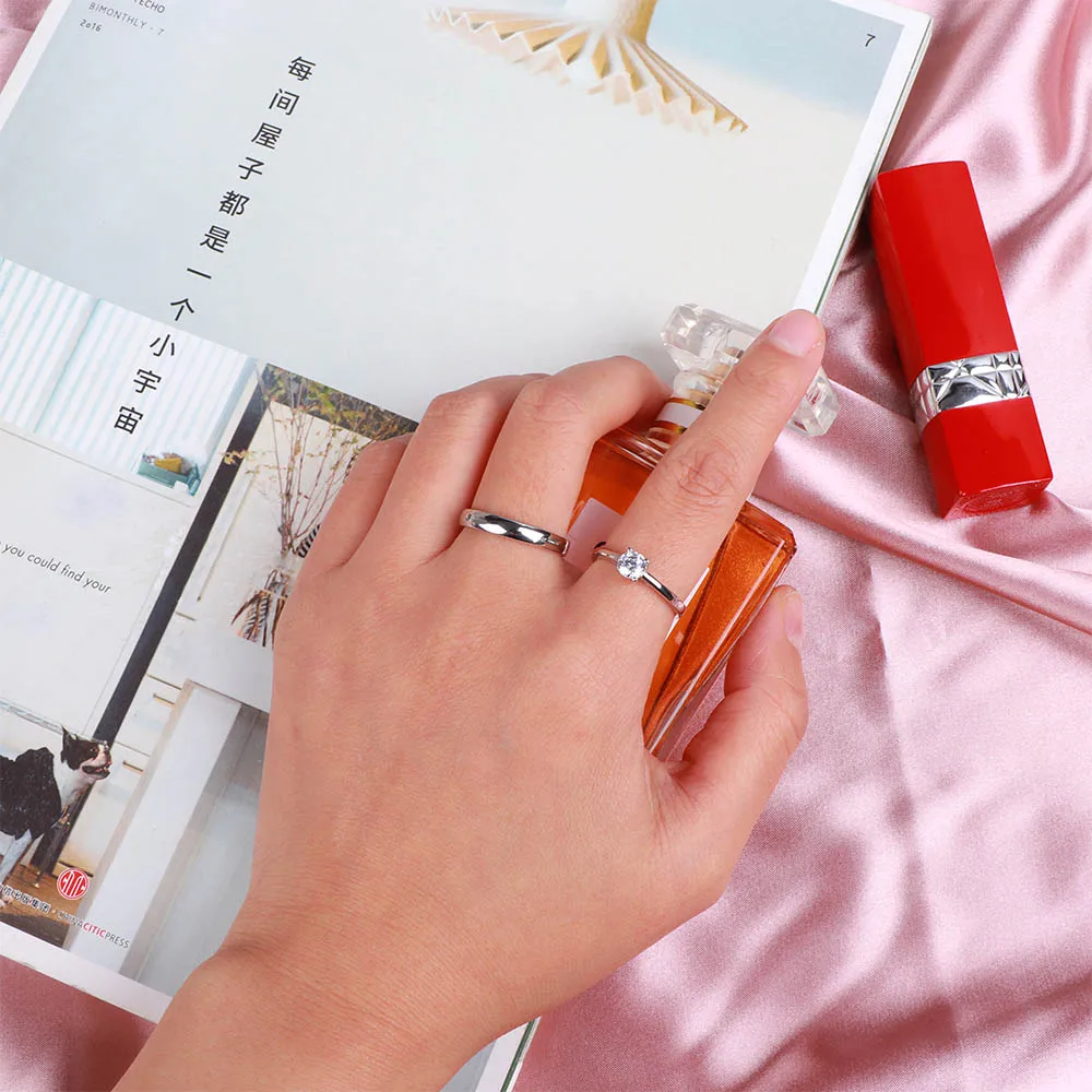 Модные женские и мужские Свадебные обручальные посеребренные открытые