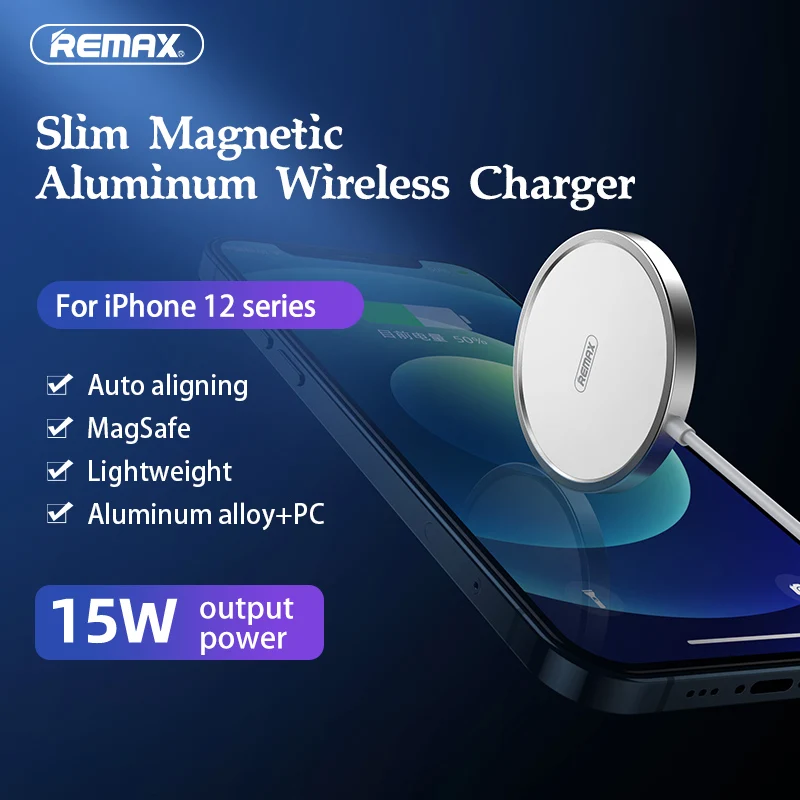 

Remax 15W Magsafe Wireless Chargers for iPhone 12 Mini Magnetic Fast Charge Portable Mini for iPhone 12 Pro Max USB C PD Adapter