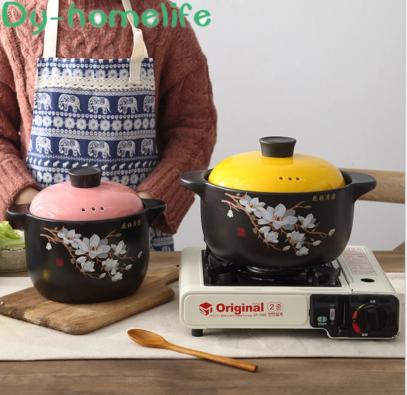 Японская многоразовая пыльца/желтая крышка керамическая кастрюля для ресторана
