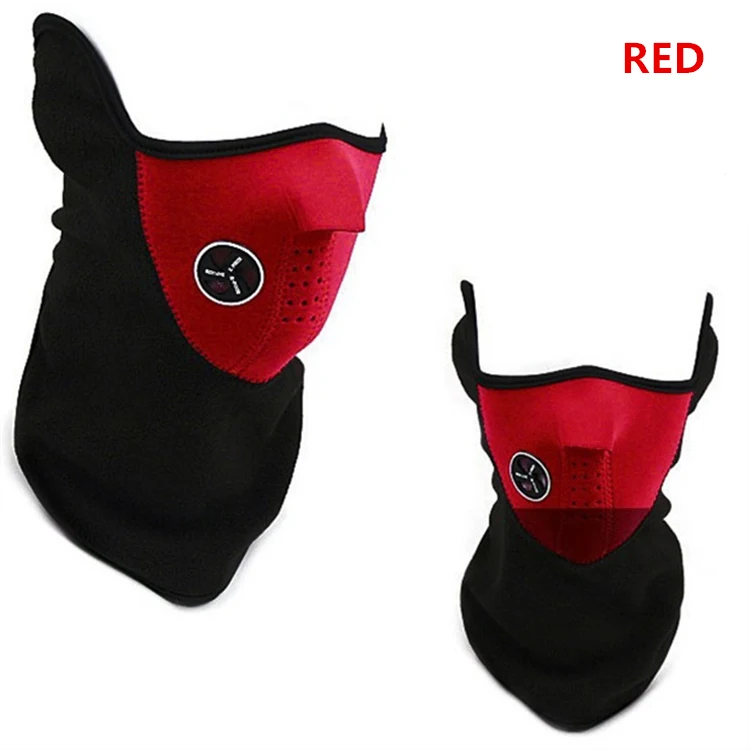 Red Лыжная маска для тренировок, Зимняя Маска для лица, полулицевая тактическая Балаклава для катания на лыжах, велоспорта, бега, рта, зимняя спортивная бандана для сноуборда - Цвет: Red
